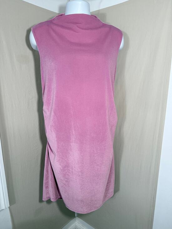 a new day Dresses & Skirts - A New Day Pink Velvet Ruched Mock Neck Dress XXL